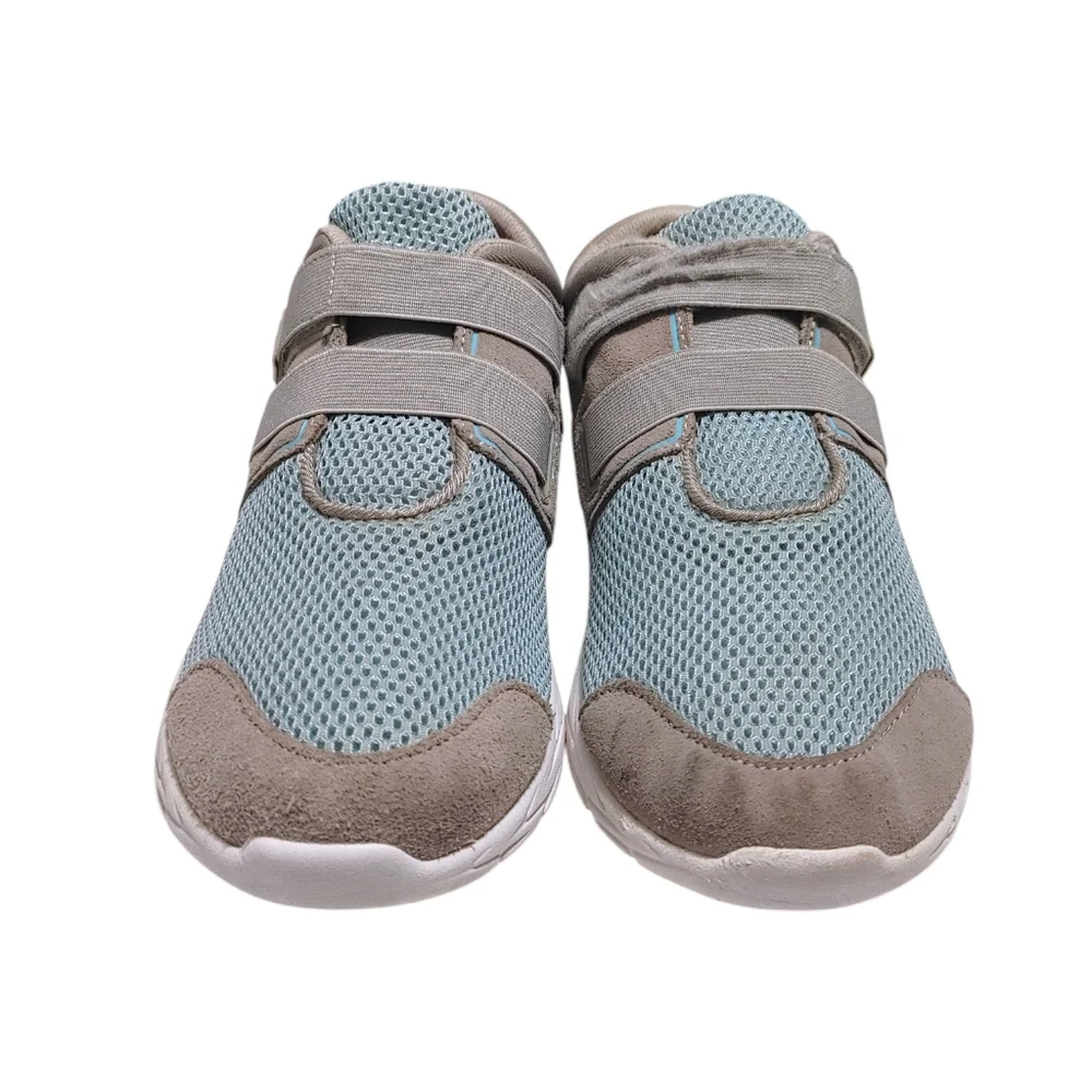 Vionic Ema Gray Suede Blue Mesh Laceless Comfort Sneakers Women's Size 8.5